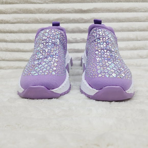Presto Light Weight Slip on Purple Rhinestone Sneakers - Running Shoes J - Picture 9 of 14
